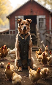 Foto de perro de granja, foto de perro colorado, foto de mascota 