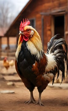 Foto de Gallo negro, foto de ave de corral, foto de animal de granja 