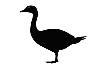 Goose Silhouette black Clipart isolated on a white background
