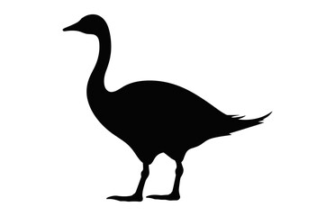 Goose Silhouette Vector art isolated on a white background, A Goose Walking black Silhouette Clipart