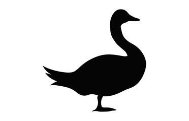 Goose Standing Silhouette Vector black Clipart