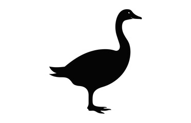 Goose Silhouette Vector art, Goose Walking black Silhouette Clipart