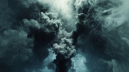 , dense tendrils of deep and dark smoke gracefully intertwine against a gradient backdrop, creating a mesmerizing blend of hues. Amidst this ethereal dance, vibrant abstract colors emerge, swirling an