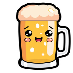 A cartoon mug of beer with a foamy head