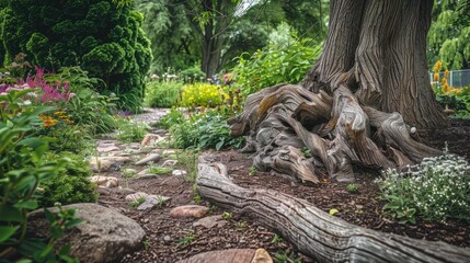 Obraz premium Textured Tree Trunk Beauty in the Garden