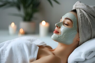 A beautiful model is having facial treatment