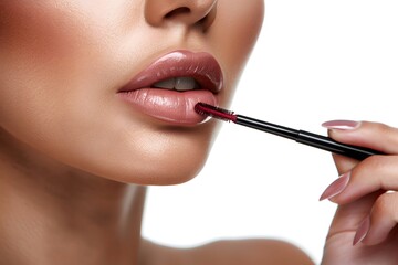 A beautiful model is doing make up