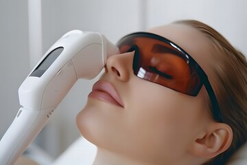 Naklejka premium A beautiful model is having facial treatment