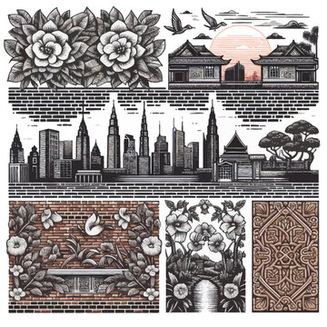 brick pattern vector in white background 