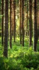 Obraz premium Realistic photography of coniferous forest. Abstract background of a northern forest