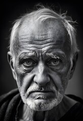 Obraz premium old worried man with wrinkles looking straight into the camera