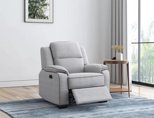 electric recliner chair with an armrest and side table in a living room
