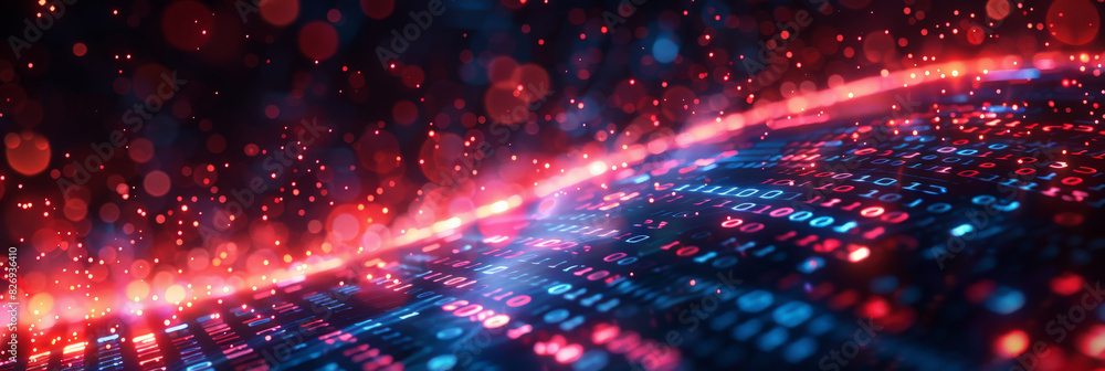 Poster blur binary data background. concept for big data, deep machine learning, artificial intelligence. c