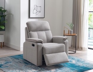electric recliner chair with an armrest and side table in a living room
