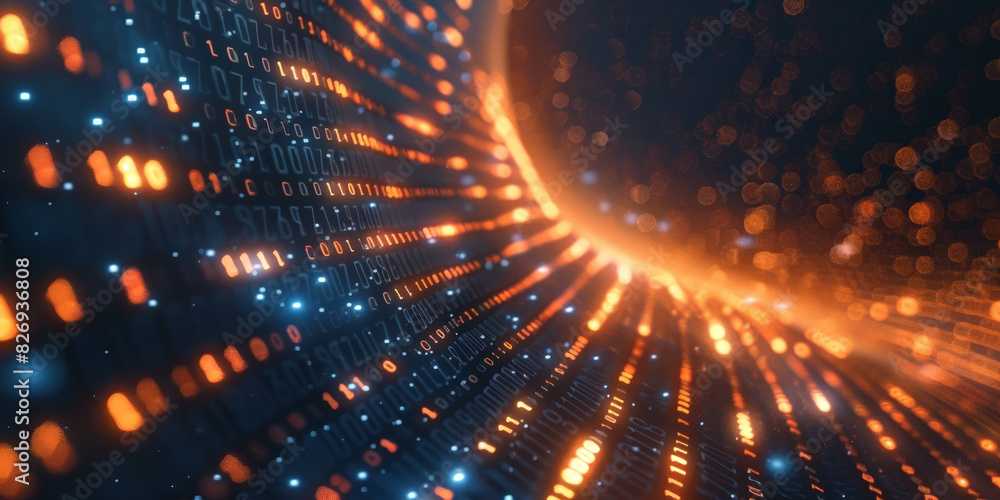 Poster blur binary data background. concept for big data, deep machine learning, artificial intelligence. c