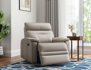 electric recliner chair with an armrest and side table in a living room