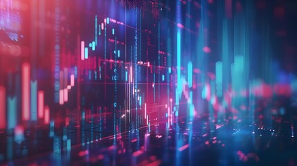 Fototapeta premium Abstract digital chart background showcasing stock business graph, statistics, and diagrams illustrating data exchange in finance, economic trends, and trade dynamics.