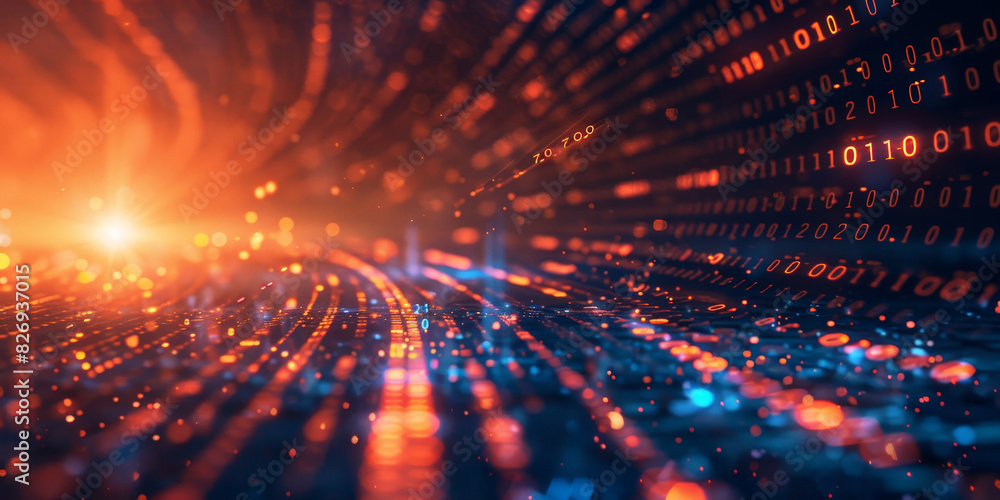 Poster blur binary data background. concept for big data, deep machine learning, artificial intelligence. c