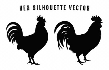 Two Chicken Standing Silhouette Vector
