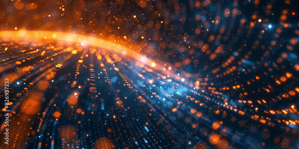 Poster blur binary data background. concept for big data, deep machine learning, artificial intelligence. c