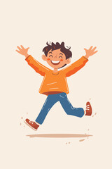 Joyful boy spreading arms, creating positive vibes and enjoying freedom and life