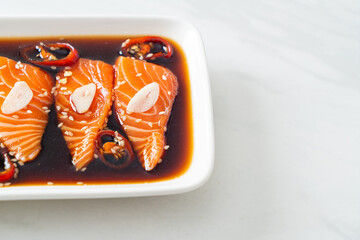 Salmon marinated Shoyu or Salmon Pickled Soy Sauce