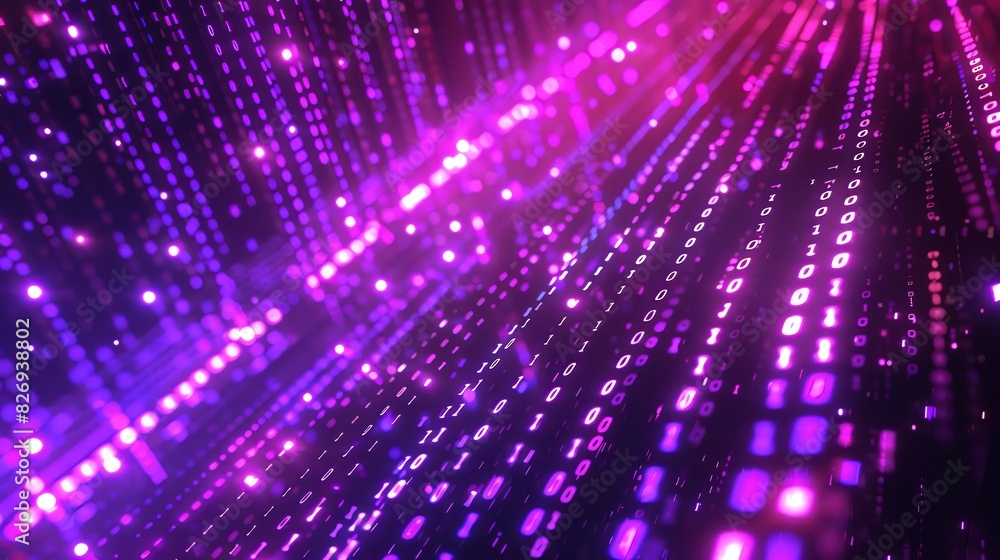 Poster A 3D abstract background with a digital matrix of glowing binary code