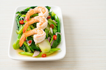 Spicy Chinese Kale Salad with Shrimp