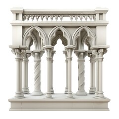 gothic balcony pillars with nice realistic details isolated on a white background