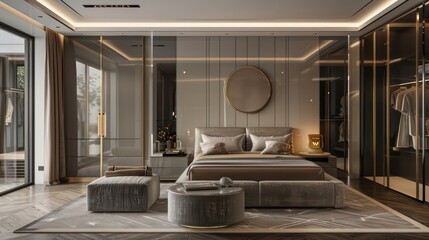 bedroom modern interior design with good lighting and cozy neutral palette
