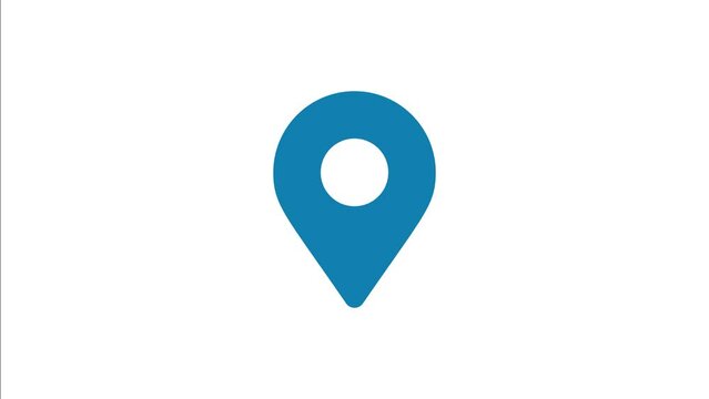 A blue map pin gently bouncing up and down. This animation highlights specific locations and draws user attention, often used in navigation apps and location-based services. 4K motion graphics.