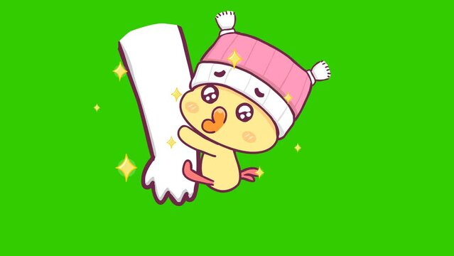 Animated Little Chicken Pleading with Green Screen Background
