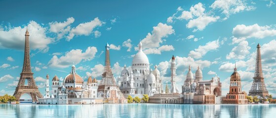 wallpaper of iconic landmarks and monuments from different eras and cultures