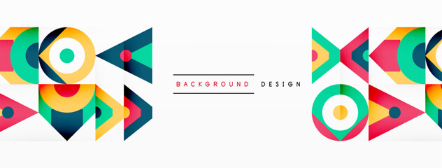 Obraz premium Colorful circle and triangle abstract background. Template for wallpaper, banner, presentation, background