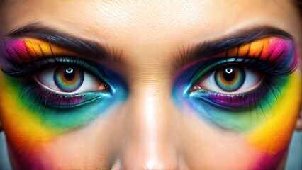 Naklejka premium Colorful Eye Makeupcolorful, eye, makeup, vibrant, eyeshadow, bold, look, cosmetic, beauty, fashion, colorful makeup, artistic, face, glamour, bright, stylish, trendy, multicolor, expression, eyeliner