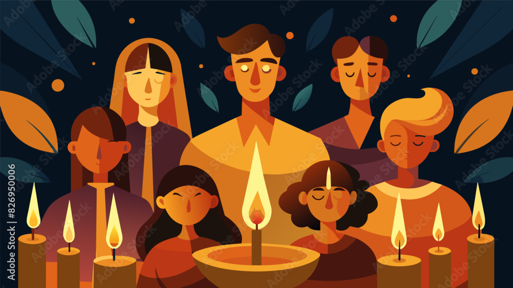Poster the candles golden glow dances across the faces of all those in attendance creating a sense of unity