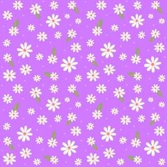 Purple Ditsy daisy floral print. Lilac Daisy flower seamless pattern. Good for fabric, fashion design, textile, wallpaper, background, kimono, wrapping paper, clothing, summer dress.