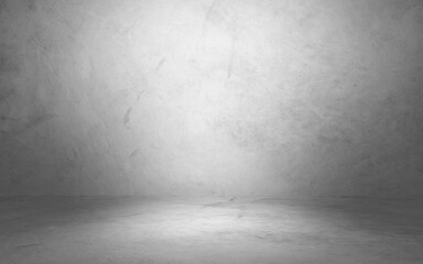 The walls and floor of the grey room were empty. Grey gradient background for displaying your products.