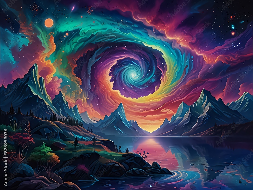 Wall mural ethereal reverie : step into a dreamscape where abstract forms waltz with celestial hues. floating i