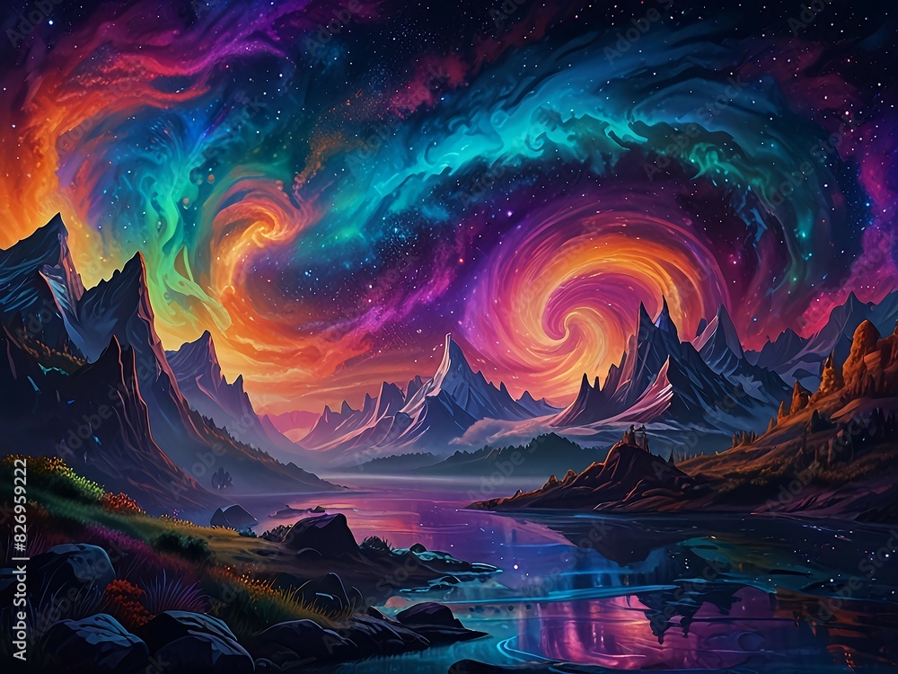 Wall mural ethereal reverie : step into a dreamscape where abstract forms waltz with celestial hues. floating i