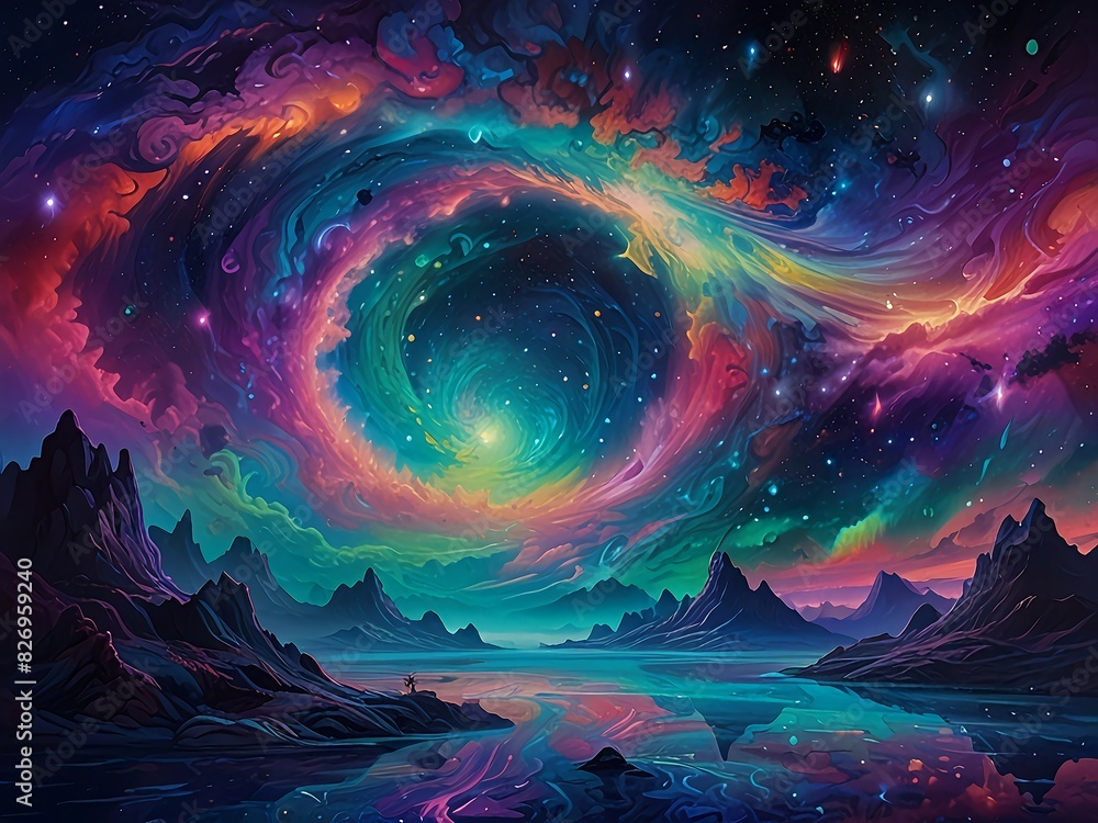 Wall mural ethereal reverie : step into a dreamscape where abstract forms waltz with celestial hues. floating i