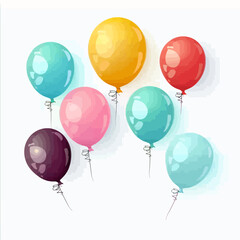 Colorful festive balloons design vectors isolated on white background