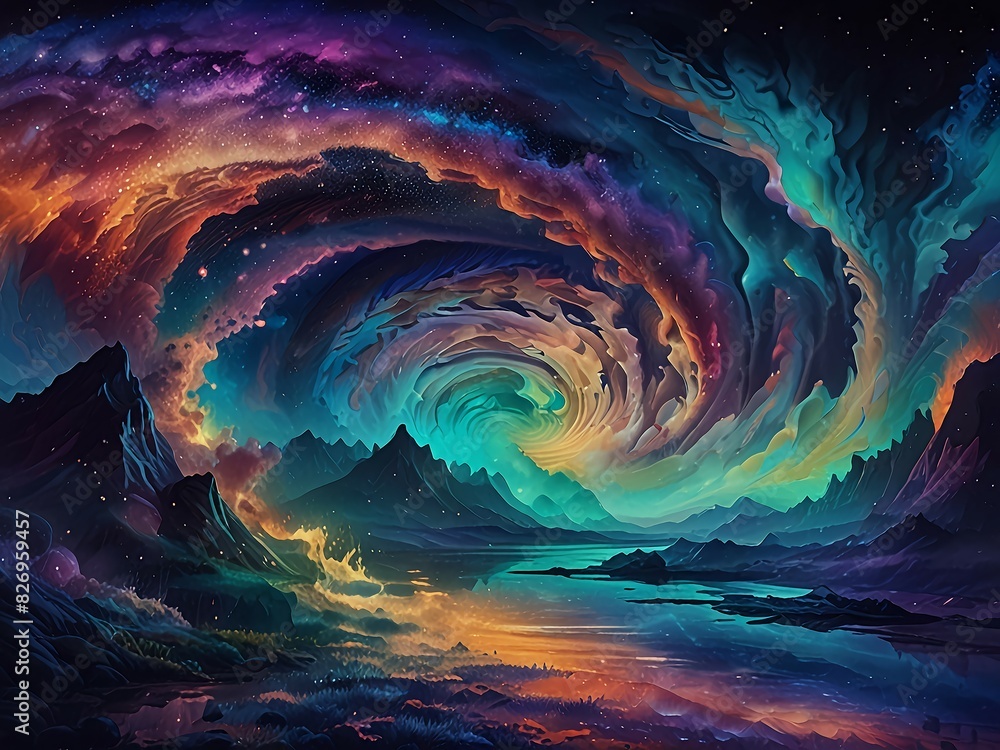 Wall mural ethereal reverie : step into a dreamscape where abstract forms waltz with celestial hues. floating i