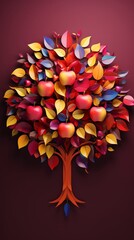 apple flat design front view harvest celebration triadic color scheme
