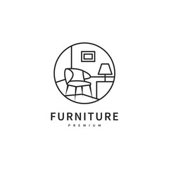 vintage furniture interior logo design illustration 2