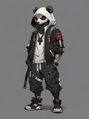 Naklejka premium panda ninja robot mecha use techwear