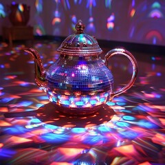 Disco Teapot Illuminating Alien Dance Floor with Radiant Patterns