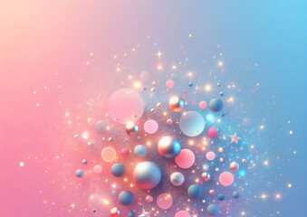 Holographic fantasy rainbow unicorn background with clouds and stars. Pastel color sky. Magical landscape, abstract fabulous pattern. Cute candy wallpaper. Vector.	