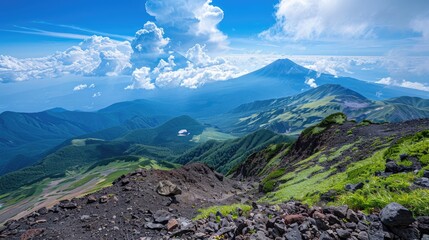 Photo of Fuji mountain view taken during descent from summit in Summer