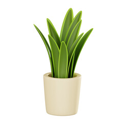 Vibrant Greenery of a Potted Snake Plant for Home Decor.  3D Render